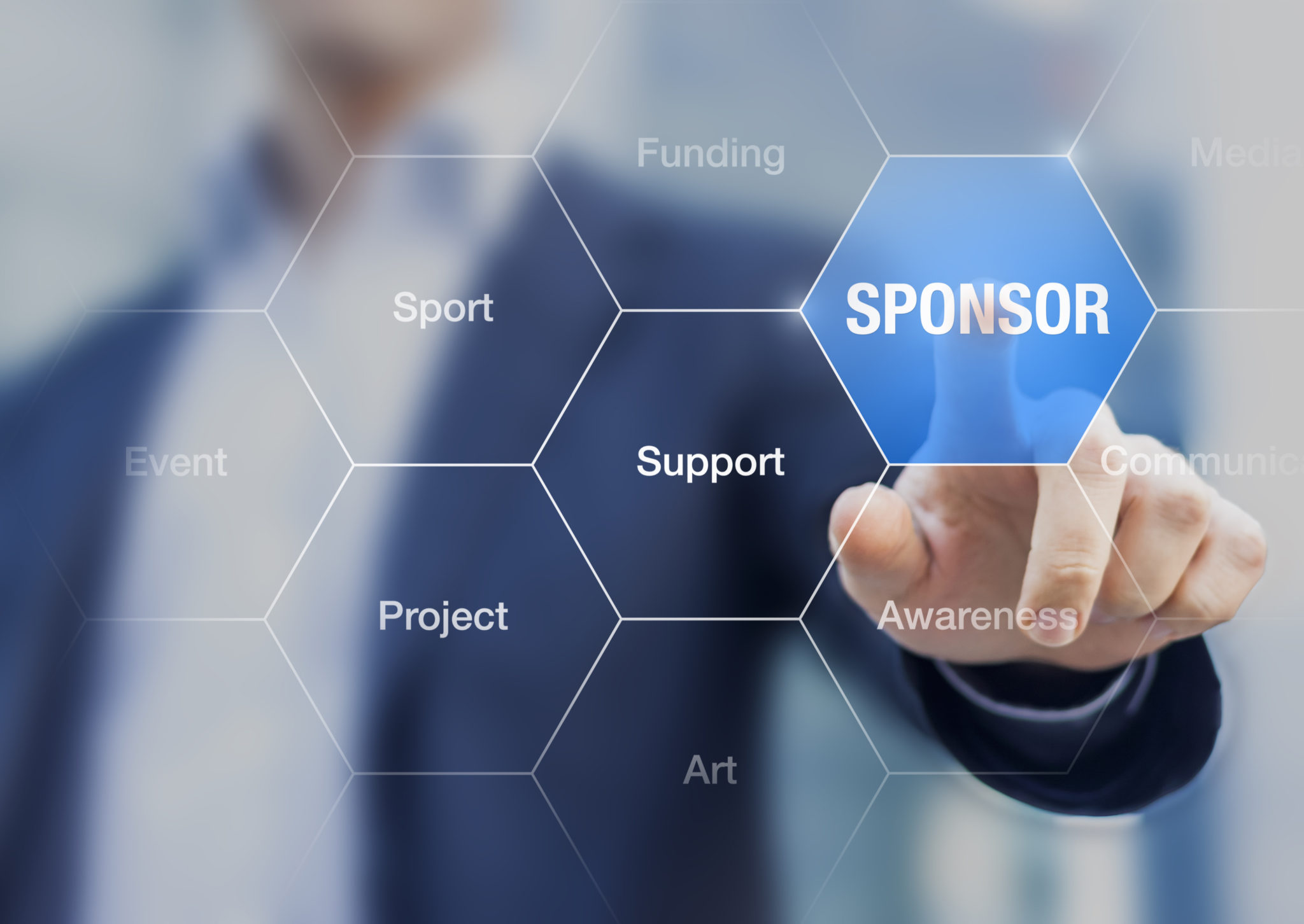 What is Sponsorship? The Sponsorship Guy - hand touching sponsorship hexagon