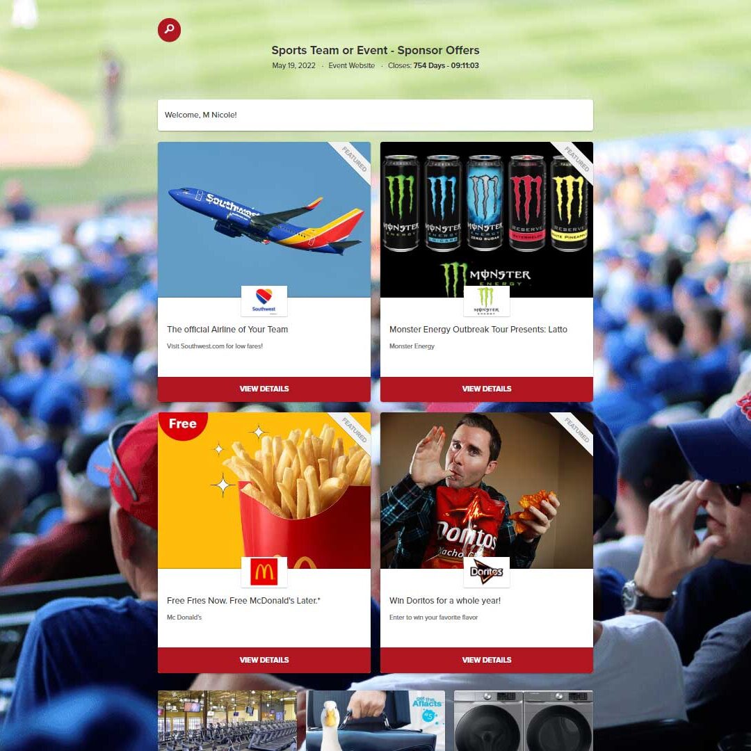 Virtual Event Bag for Large Events and Sports Teams